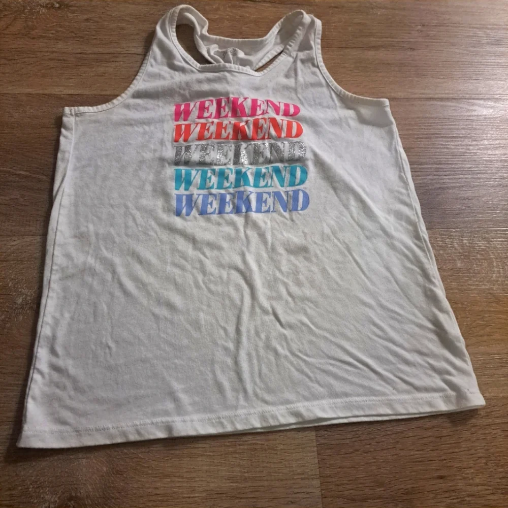 The Children's Place 'Weekend' Graphic Design Kids Racerback Tank Top Size Large